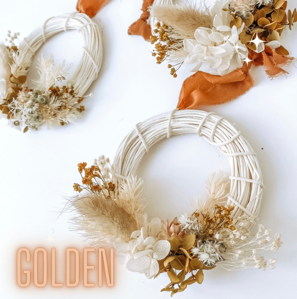 Rattan Wreath Ornament - Golden
